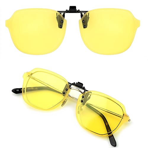 CREYESTAL Polarisiert Nachtfahrbrille Clip für Brillenträger, Überzieh Nachtsichtbrille für Autofahrer, Ultraleicht, Herren, Damen von CREYESTAL