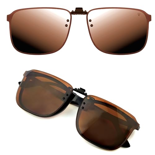 CREYESTAL Polarisiert Sonnenbrillen Aufsatz Brille, Sonnenbrille Clip, Anhebbar und Ultraleicht, Herren, Damen 100% UV400 von CREYESTAL