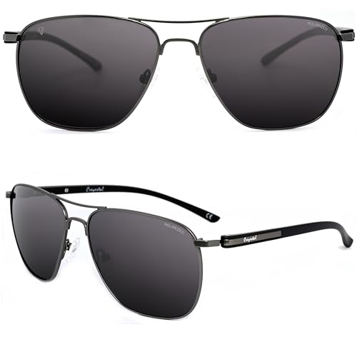 CREYESTAL Polarisierte Sonnenbrille Metall Fliegerbrille Pilotenbrille, Premium HD Polycarbonat Linsen 100% Anti-UV, für Herren von CREYESTAL