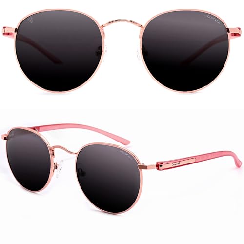 CREYESTAL Polarisierte Sonnenbrille Metall Rund Retro, Premium HD Polycarbonat Linsen 100% Anti-UV, für Herren und Damen von CREYESTAL