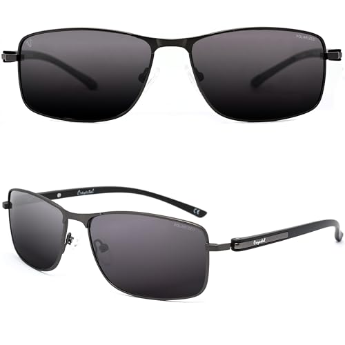 CREYESTAL Sonnenbrille Metall Rechtecke Elegant, Premium HD Polycarbonat Linsen 100% Anti-UV, für Herren und Damen von CREYESTAL