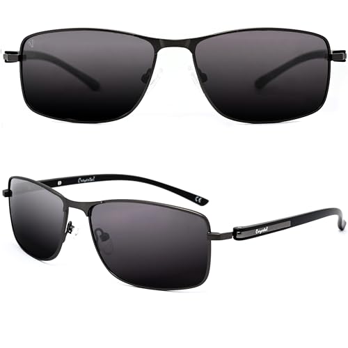 CREYESTAL Sonnenbrille Metall Rechtecke Elegant, Premium HD Polycarbonat Linsen 100% Anti-UV, für Herren und Damen von CREYESTAL