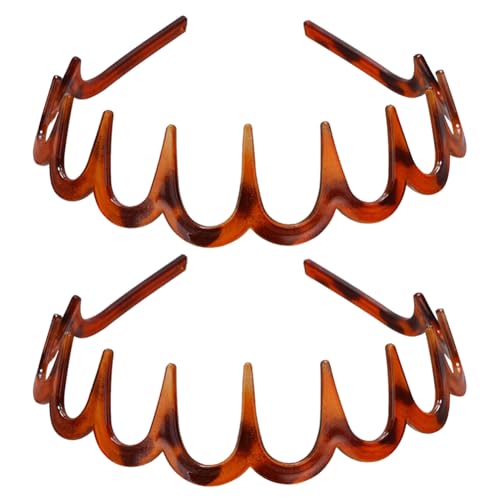2 Stück Zickzack Haarschmuck Hai Zahn Stirnbänder, Welliger gezahnter Haarreif, Rutschfeste Kunststoff modische Haarbänder for Damen Alltag Yoga Spa Partys-2pcs brown von CRGANGZY