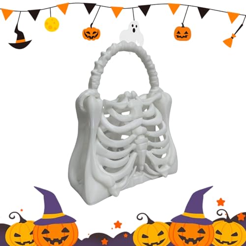 3D-gedruckte gotische Skelett-Tasche aus langlebigem PLA mit Rippenkorb-Design, Halloween- anatomische Handtasche im einzigartigen Gothic-Schädel-Look, gruselige Rippenkorb-Deko-Schultertasche von CRGANGZY