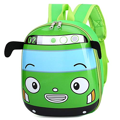 CRGANGZY 3D Cartoon Bus Kleinkind Rucksack Klein Kindergarten Kinder Schultasche Schultasche Büchertasche for Jungen Mädchen Go for An Outing, grün von CRGANGZY
