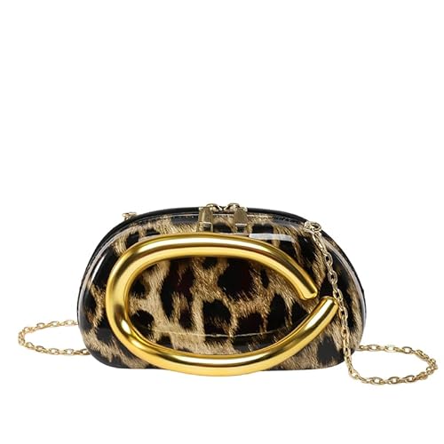 CRGANGZY Acryl -Retro -Kupplungsbeutel mit Kette Leopard Print Party Crossbody Bag (Khaki) von CRGANGZY
