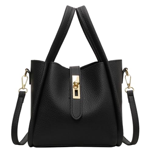 CRGANGZY Beuteltasche for Damen, Magnetverschluss, Umhängetasche, PU-Leder mit Innentasche, Umhängetasche, solide Handtasche for Geschäftsreisen (schwarz) von CRGANGZY