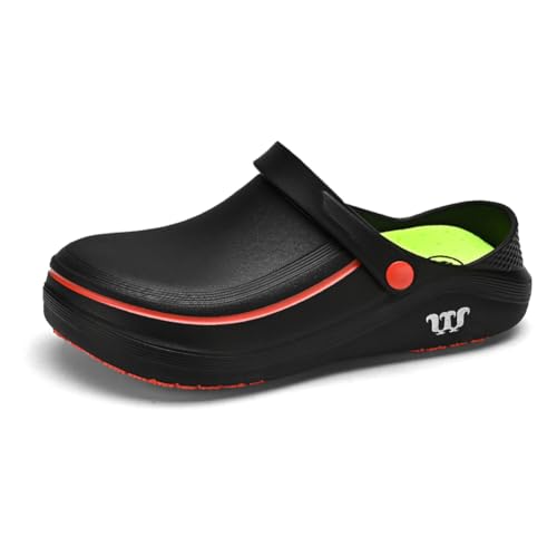 CRGANGZY Chef Schuhe Leichte Arbeitsschuhe atmungsaktive Sicherheitsschuhe im Freien Nicht rutschfeste Wanderschuhe Ölsicher for Männer Frauen (schwarz 45-46) von CRGANGZY