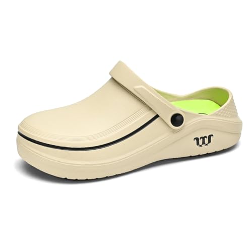 CRGANGZY Chefschuhe Leichte Arbeitsschuhe atmungsaktuelle Wanderschuhe wasserdichte Pflegeschuhe Öldicht for Hotelrestaurants (Beige 39-40) von CRGANGZY