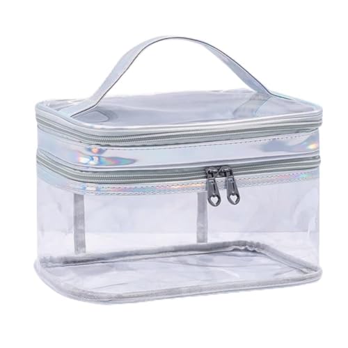 CRGANGZY Clear Make -up -Tasche Multi -Funktions -Reisebeutel Make -up -Tasche transparentes PVC -Beutel Beach Bag Organizer mit Reißverschluss for Reisen for Frauen & Mädchen (Silber) von CRGANGZY