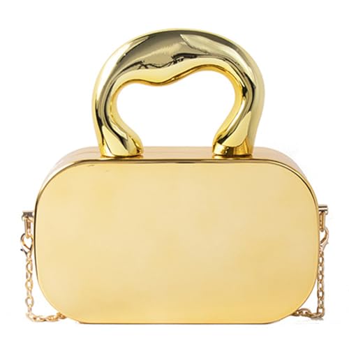 CRGANGZY Damen-Abendtasche in Metallic-Optik, einfarbig, Mini-Umhängetasche, große Kapazität, Abend-Clutch, Vintage-Stil, quadratische Tasche, Alltags-Umhängetasche (Gold) von CRGANGZY