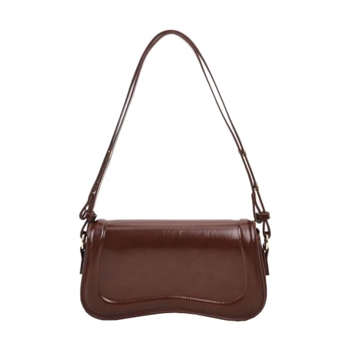 CRGANGZY Damen-Handtasche aus Leder, vielseitig, trendige Tragetasche, verstellbarer Riemen, Clutch, Achseltasche, Umhängetasche, Hobo-Tasche, Mädchen, stilvolle Geldbörse (braun) von CRGANGZY