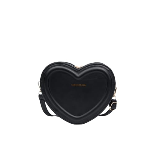 CRGANGZY Damen-Modetasche, weibliche Herztasche, Tragetaschen, PU-Leder, Handtasche (schwarz) von CRGANGZY
