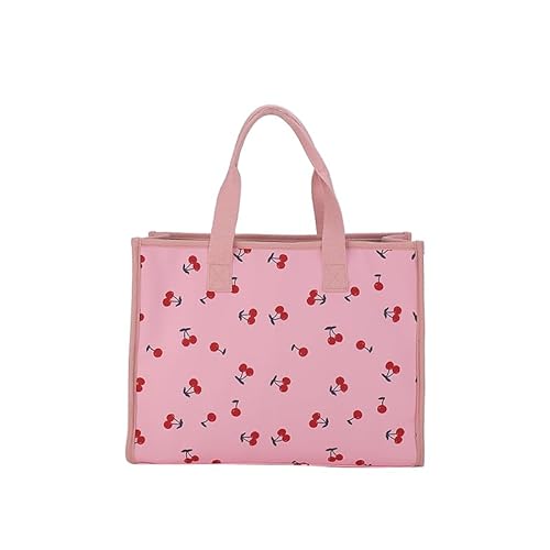 CRGANGZY Damen-Nylon-Tragetasche, modische Umhängetasche, große Kapazität, Kirsche, einfache Einkaufstasche, alle passenden stilvollen Pendeltasche for Outdoor-Reisen (Rosa) von CRGANGZY