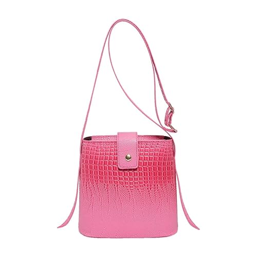 CRGANGZY Damen-PU-Beuteltasche, elegante Handtasche, großes Fassungsvermögen, stilvolle Umhängetasche, einfarbig, verstellbarer Riemen für Outdoor-Reisen (Rosa) von CRGANGZY