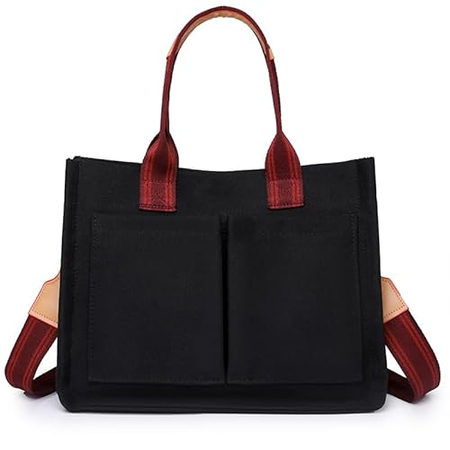 CRGANGZY Damen Retro-Tasche mit Griff oben, großes Fassungsvermögen, Segeltuch, modische Umhängetasche, verstellbarer Riemen, stilvolle Umhängetasche, mehrere Taschen, quadratische Pendlerta von CRGANGZY