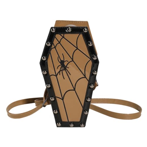 CRGANGZY Damen-Sarg-Umhängetasche, Geldbörsenriemen, verstellbar, Gothic-Umhängetasche, PU-Leder, Spinnen-Umhängetasche, Handytasche, Halloween-Sling-Geldbörse (Stil 7) von CRGANGZY