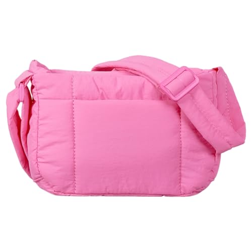 CRGANGZY Damen-Umhängetasche for den Alltag, verstellbarer Riemen, gepolstert, weich, Umhängetasche, einfarbig, einfache Pendeltasche, Einkaufstasche (Rosa) von CRGANGZY