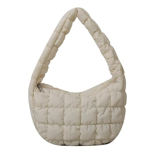 CRGANGZY Damen-Umhängetasche mit Diamant-Stickerei, Winter-Puffer-Handtasche (weiß) (weiß) von CRGANGZY