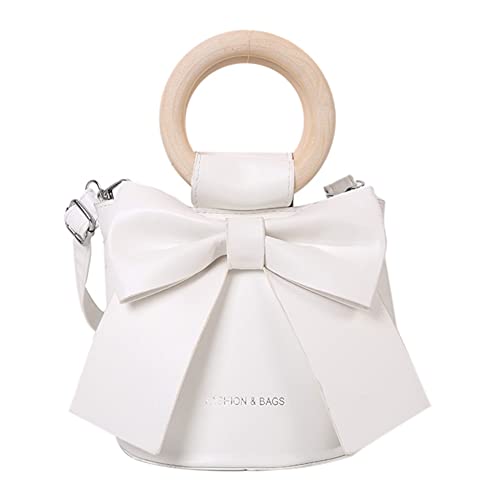 CRGANGZY Economic Sweet Bow Tie Mini Leder Eimer Taschen Frauen Runde Holzgriff Tragetaschen Mode Designer Frauen, weiß, 9.4x5.9x3.54in CRGANGZY Economic Sweet Bow Tie Mini Leder Eimer Taschen Frauen Runde Holzgriff Tragetaschen Mode Designer Frauen, weiß, 9.4x5.9x3.54in von CRGANGZY