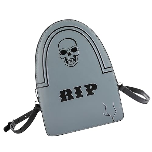 CRGANGZY Einfache PU-Leder-Handy-Geldbörse mit Reißverschluss, verstellbarer Damen-Skelett-Umhängetasche, Halloween-Außentasche von CRGANGZY