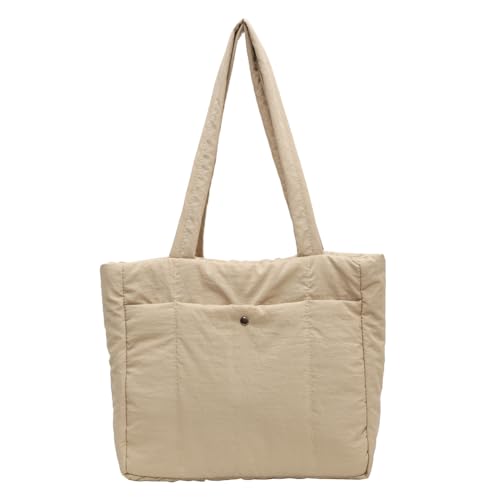 CRGANGZY Einzelne Umhängetasche, große Kapazität, einfache Wolkentasche, modische Damen-Winter-Puffertaschen, einfarbig, für Party, Reisen, Arbeit (Beige) von CRGANGZY