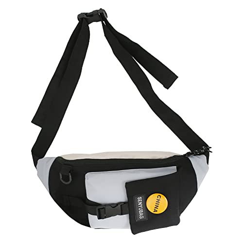 CRGANGZY Fanny Pack Bum Bag Nylon Women Messenger Bags Verstellbares Riemen Mode tragbare einfache Kontrastfarbe for Außenwanderungen (schwarz) von CRGANGZY