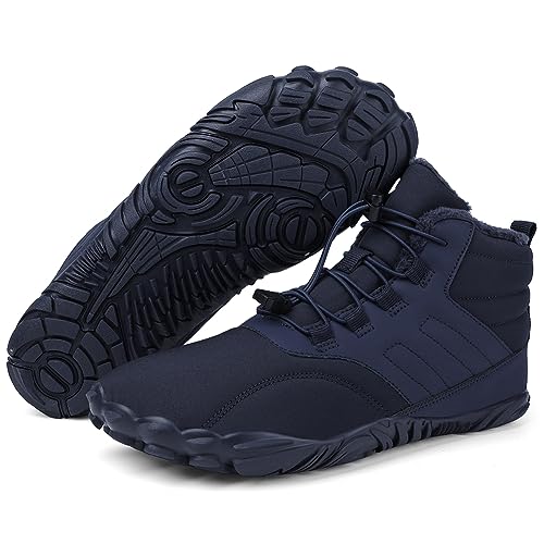 CRGANGZY Frauen Männer Gummi hohe Knöchelstiefel wasserdicht nicht rutschernde atmungsaktive Winter warme laufende Barfußschuhe for Gehen im Freien (38 Blau) von CRGANGZY