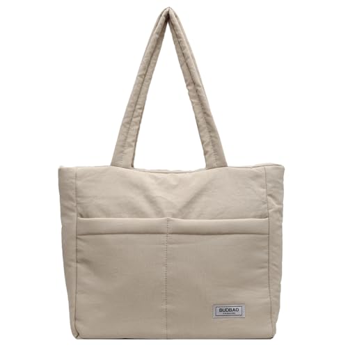 CRGANGZY Gepolsterte Umhängetasche for Damen, vielseitige, bauschige Satchel-Tasche, leichte Daunen-Hobo-Tasche, mehrere Taschen, tägliche Dating-Tasche (Beige) von CRGANGZY