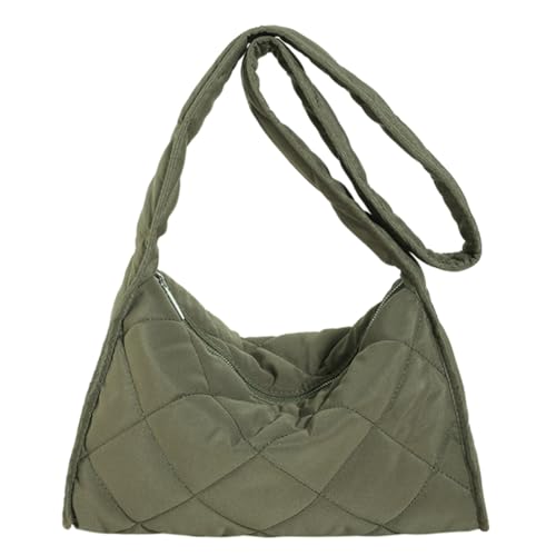 CRGANGZY Gesteppte Hobo-Tasche für Damen, große Kapazität, vielseitige gesteppte Geldbörse, weich, leicht, einfarbig, für Damen, Outdoor-Einkaufstasche (grün) von CRGANGZY