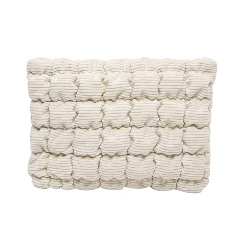 CRGANGZY Gesteppte Make-up-Tasche mit Reißverschluss, Cord-Make-up-Organizer, Aufbewahrungstasche, Kosmetik-Organizer-Etui für Frauen und Mädchen (weiß) von CRGANGZY