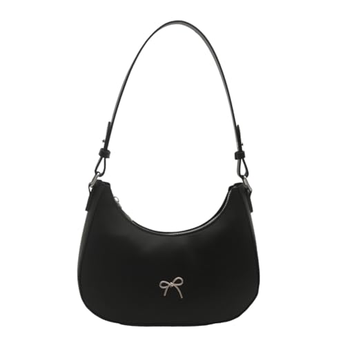 CRGANGZY Halbmond-Umhängetasche, PU-Leder, Hobo-Handtasche, trendige Clutch-Tasche, Einkaufstasche, Geldbörsen, Unterarm-Geldbörse for Damen und Mädchen (schwarz) von CRGANGZY