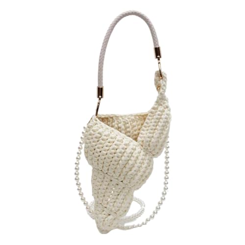 CRGANGZY Handgefertigte Muscheltasche for den Abend mit Perlenkette, Charmante Muschel-Clutch, Sommer-Strand Umhängetasche for Partys, Hochzeiten, Ferien oder Reisen von CRGANGZY