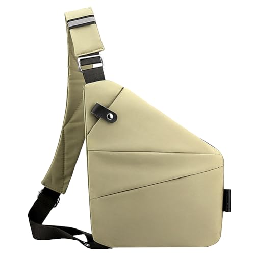 CRGANGZY Herren-Mode-Brusttasche, Reise-Umhängetasche, großes Fassungsvermögen, multifunktionale Gürteltasche, Verstellbarer Riemen, ergonomische Mini-Umhängetasche (Khaki, Linke Schulter) von CRGANGZY