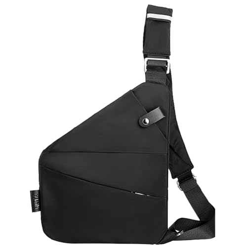 CRGANGZY Herren-Mode-Brusttasche, kleine Hüfttasche, große Kapazität, einfache Umhängetasche, Anti-Diebstahl-Tasche, Verstellbarer Riemen, ergonomische Mini-Umhängetasche (schwarz, rechte Sc von CRGANGZY