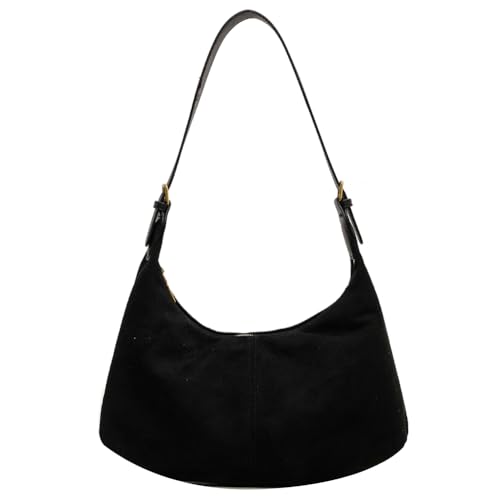 CRGANGZY Hobo-Tasche for Damen, verstellbarer Riemen, Umhängetasche mit Innentasche, Umhängetasche, Handtasche for Arbeit, Reisen (schwarz) von CRGANGZY