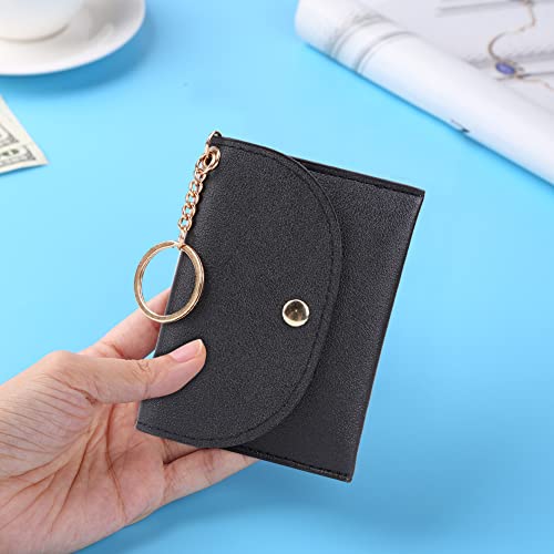CRGANGZY Kleine Damen-Geldbörse, einfarbig, PU-Leder, Kreditkartenetui, mehrere Taschen, einfaches Kartenetui, Halter for Outdoor-Reisen (schwarz) von CRGANGZY