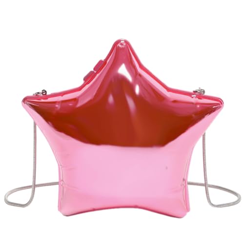 CRGANGZY Kreative Acryl-Clutch-Geldbörse mit Kettenriemen, Sternform, einzigartige Handtasche, niedliche kleine Geldbörse, trendige Umhängetasche for Frauen (Rosa) von CRGANGZY
