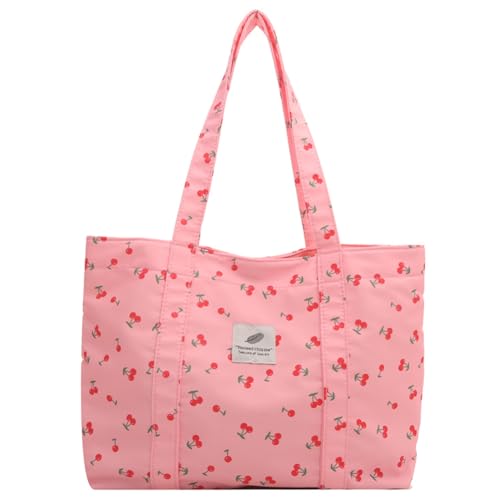 CRGANGZY Lässige Tragetasche mit süßem Kirsch-Erdbeer-Druck, großes Fassungsvermögen, Schultertasche, Nylon-Tasche mit Griff oben, Einkaufstasche for Damen (Stil 4) von CRGANGZY