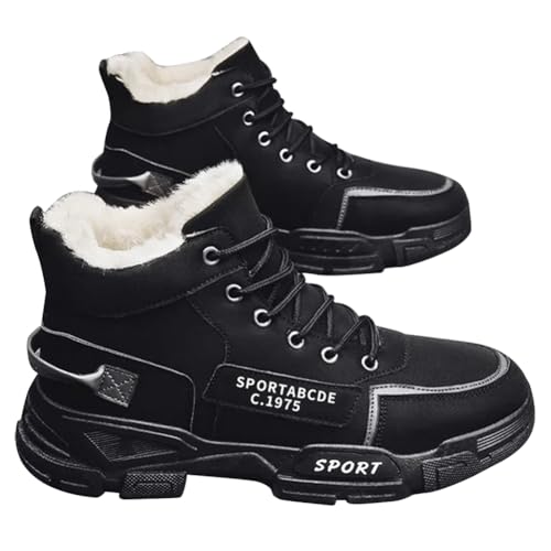 CRGANGZY Männer Knöchelstiefel ausgekleidete thermische warme Nicht-Schlupf-Wanderschuhe for Wanderwanderung im Freien (schwarz 44) von CRGANGZY