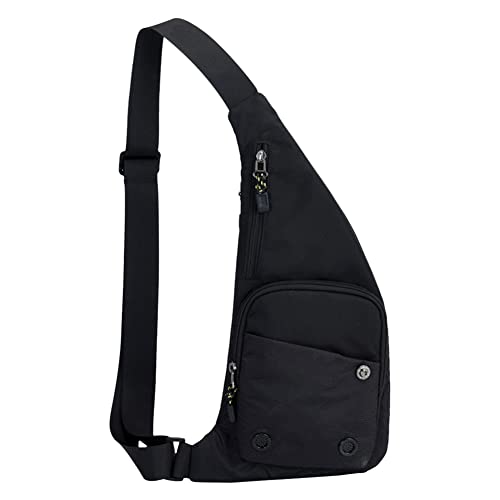 CRGANGZY Men Chest Chest Bag Leicht Nylon Umhängetasche Anti-Diebes-Crossbody-Bag Waterd for das Reisen Wandern for Sportradfahren (schwarz) von CRGANGZY