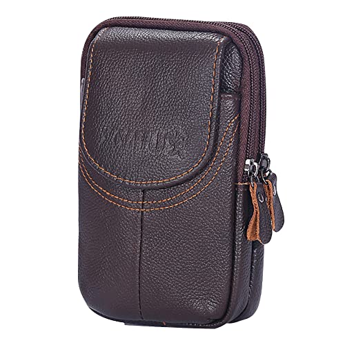 CRGANGZY Men Cowhide GETRIFT Bay Doppelschicht Laufen Taillenbeutel Reißverschluss Fitnessgürtel (Kaffee) von CRGANGZY