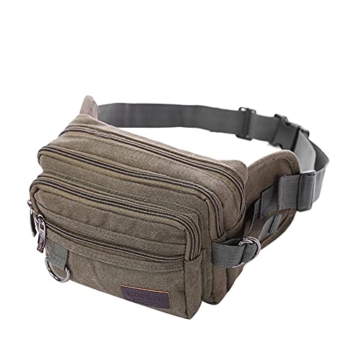 CRGANGZY Men Vintage Travel Reißverschluss Multi -Taschen -Freiheitsgürtel Männlicher Taillenbeutel im Freien Leinwand mit großer Kapazität Wallet Fanny Pack (grün) von CRGANGZY
