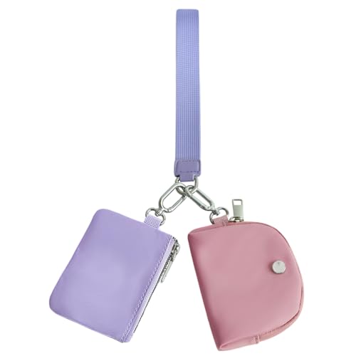 CRGANGZY Mini-Geldbörse mit umlaufendem Reißverschluss, Doppeltasche, abnehmbares Mini-Münzfach, multifunktional, wasserdicht, kleine Handtasche (F) von CRGANGZY