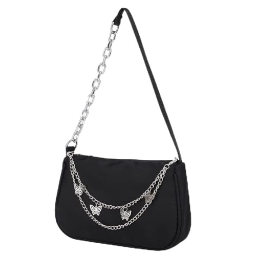 CRGANGZY Mode Frauen Schmetterling Kette Geldbörse Casual Schulter Unterarm Tasche Damen Kleine Handtaschen Outdoor Reisen Einkaufen Straße (Schwarz) von CRGANGZY