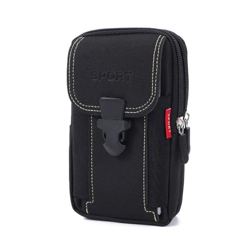 CRGANGZY Mode Handy Geldbörse Multifunktion PU Leder Fanny Tailentasche Männlicher Outdoor-Reise-Sportgürtel-Bum-Beutel (Black Style 1) von CRGANGZY