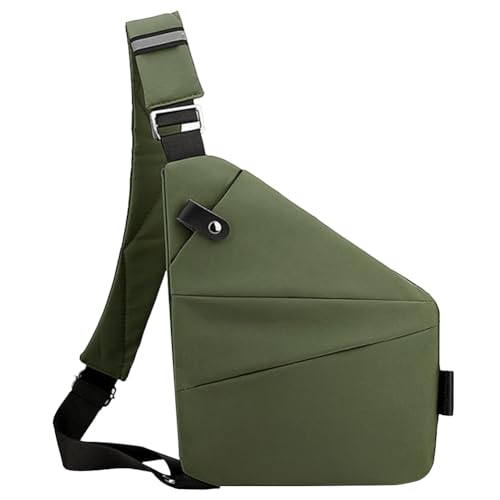 CRGANGZY Modische Herren-Brusttasche, Reise-Umhängetasche, große Kapazität, einfache Umhängetasche, Diebstahlsicherung, Verstellbarer Riemen, ergonomische Hüfttasche (Armeegrün, Linke Schult von CRGANGZY