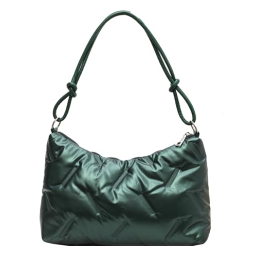 CRGANGZY Modische Puffy Hobo-Tasche, große Kapazität, gepolsterte Umhängetasche, gesteppte Damen-Einkaufstasche, lässige Winter-Pendeltasche (grün) von CRGANGZY