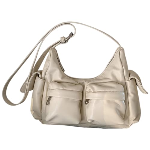 CRGANGZY Modische Vintage-Tragetasche, vielseitige Leder-Umhängetasche, tägliche Dating-Tasche, Damen-Retro-Umhängetasche (weiß) von CRGANGZY