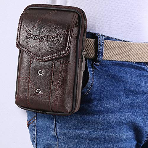 CRGANGZY Multifunktions-Hüfttasche for Herren, PU-Leder, einfarbig, Handy-Geldbörse, Tasche, praktisch, Kleiner Gürtel, Bauchtasche, Business (Kaffee 竖款) von CRGANGZY